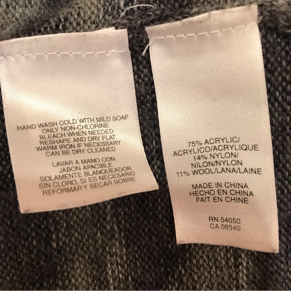 Jones New York Cowl Neck Sweater Womens Large Grey Stripe Acrylic Wool Blend - Picture 9 of 9